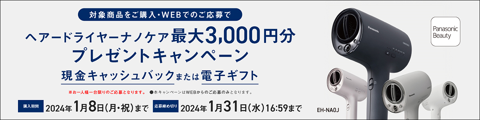 パナソニック ヘアドライヤー ナノケア EH-NA0J-W ウォームホワイト